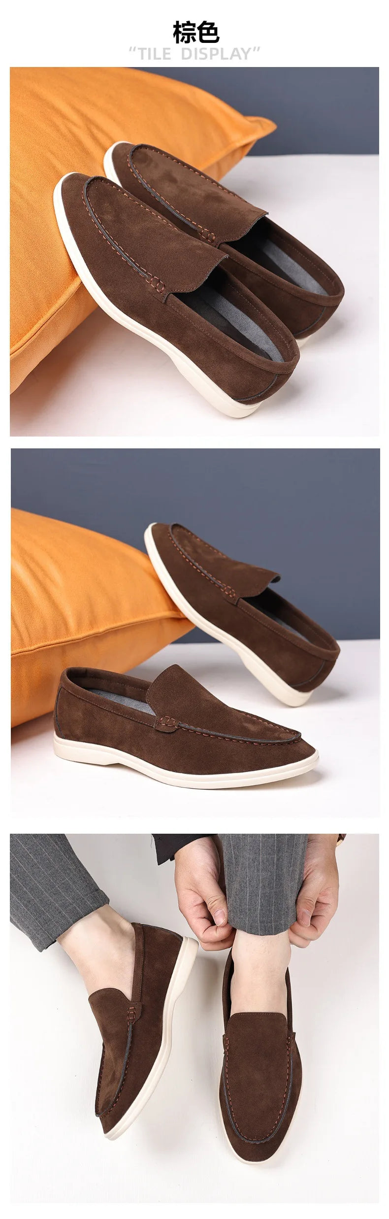Fashion Men's Slip-on Casual Shoes Suede Leather Mens Trendy Classic Loafers Moccasins Men Outdoor Driving Flats